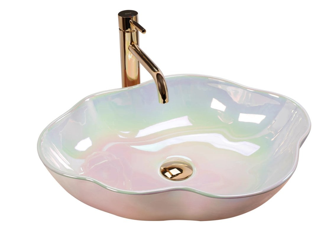 Umywalka Nablatowa Rea Pearl Akoya Różowy 50,5 X 38