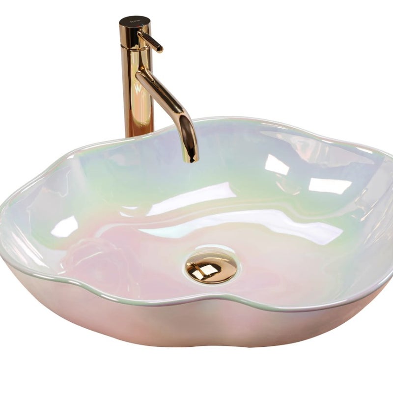 Umywalka Nablatowa Rea Pearl Akoya Różowy 50,5 X 38