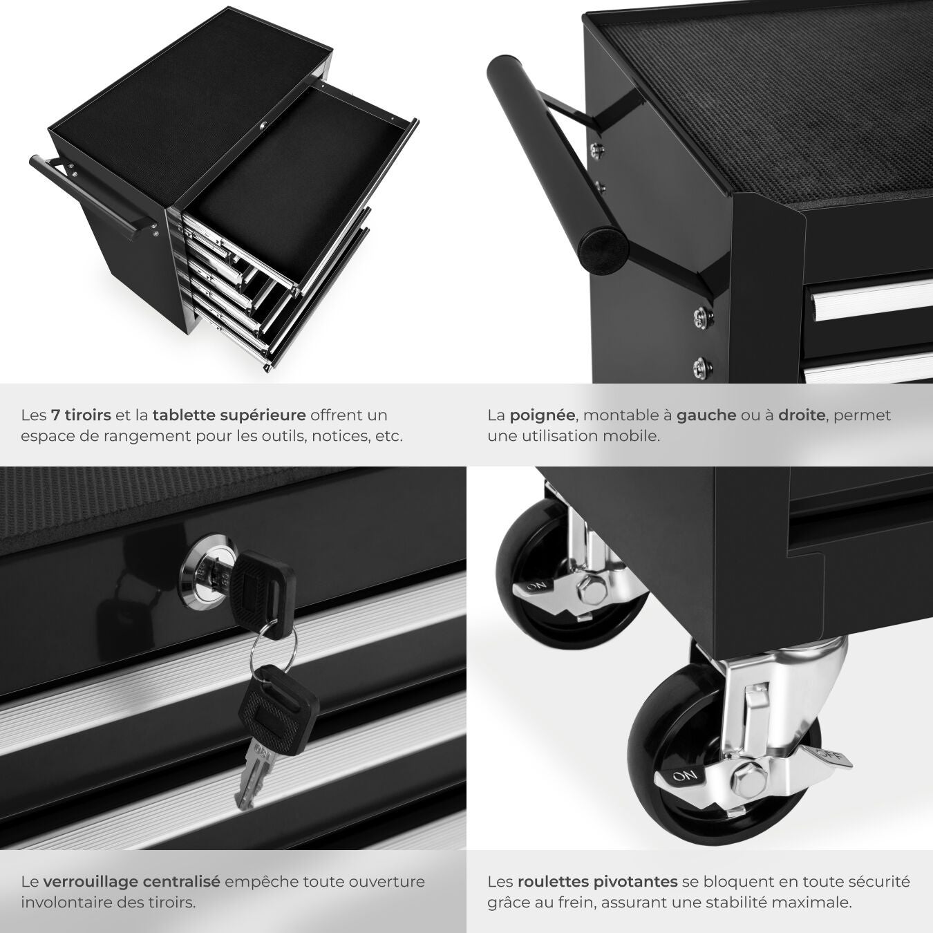 Servante d'atelier en acier avec 7 compartiments 69 x 33 x 79 cm TECTAKE - 4