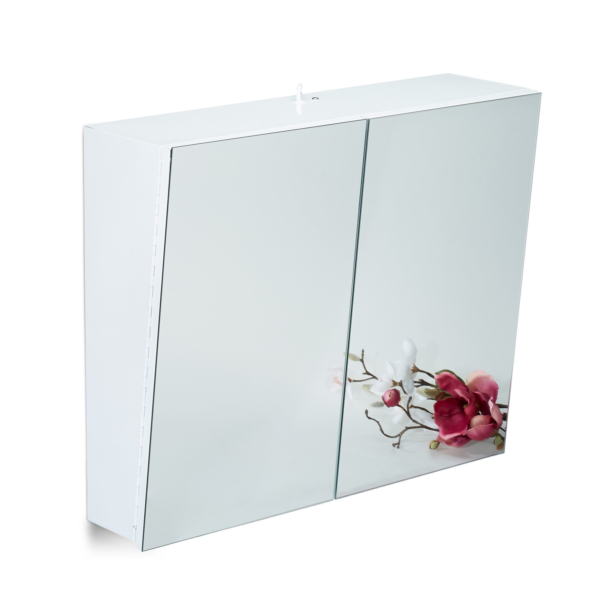 Armoire De Salle De Bain Avec Miroir - Meuble Mural Blanc, 3 Étagères Réglables - Gain De Place, Design Moderne