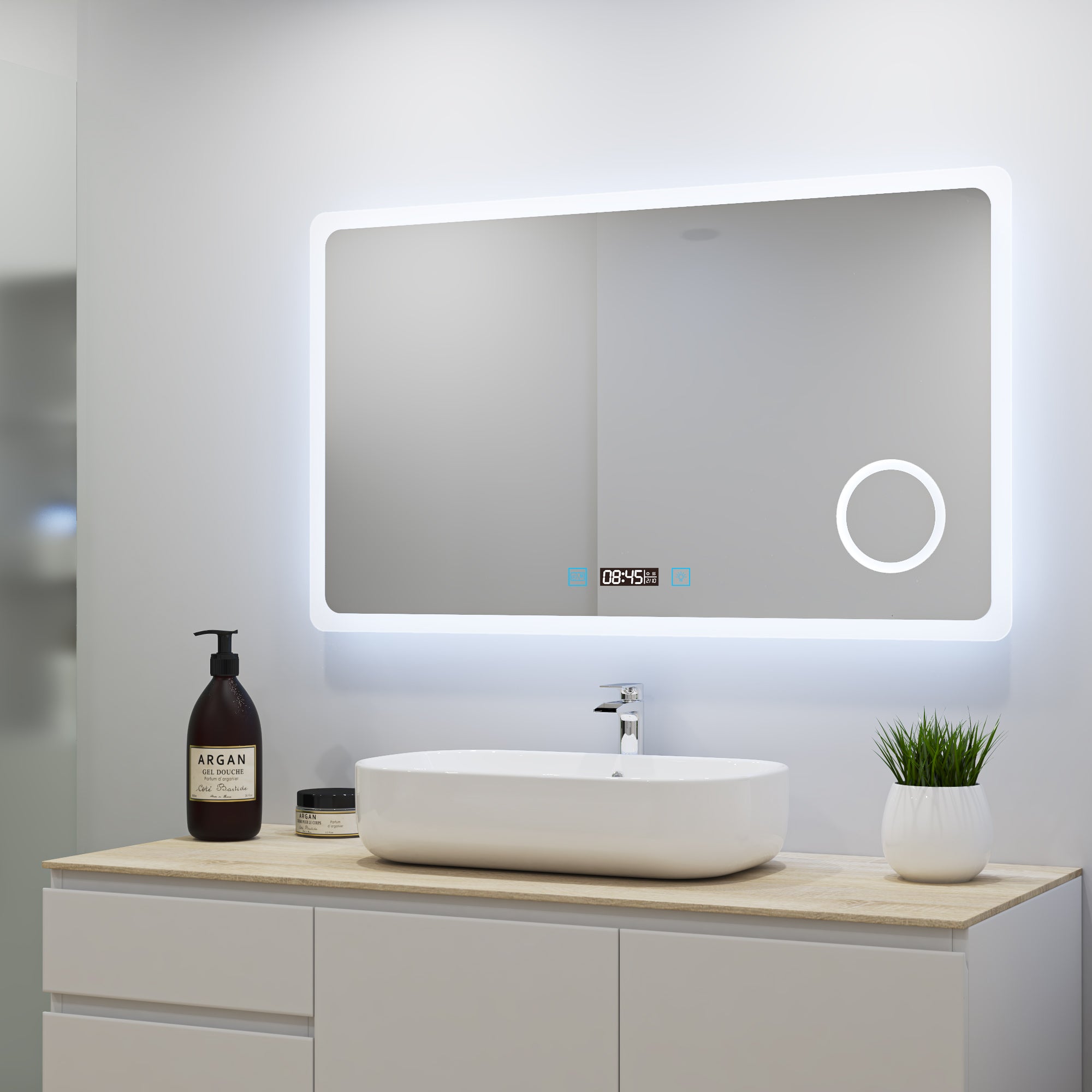 Miroir De Salle De Bain LED Palermo Lumineux Avec Grossissement - Fixation Murale
