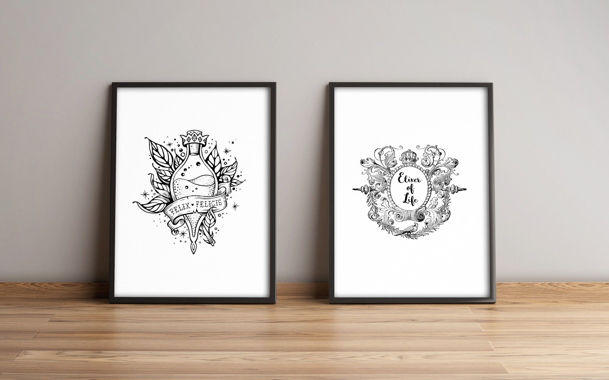 Lot de 2 tableaux encadrés Harry Potter L74xH51cm Motif Chance liquide / Elixir de longue vie