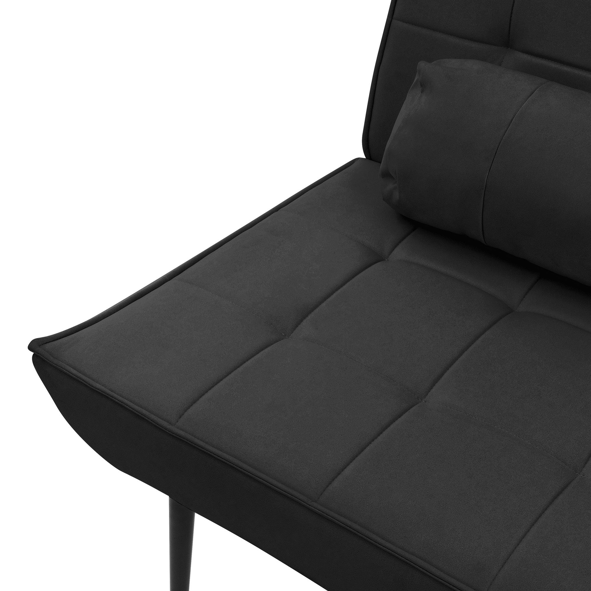 ML Design fotel rozkładany czarny tapicerowany skóra sztuczna PU z czarnymi metalowymi nogami ergonomiczny skrzydłowy z poduszką lędźwiową do relaksu - 5