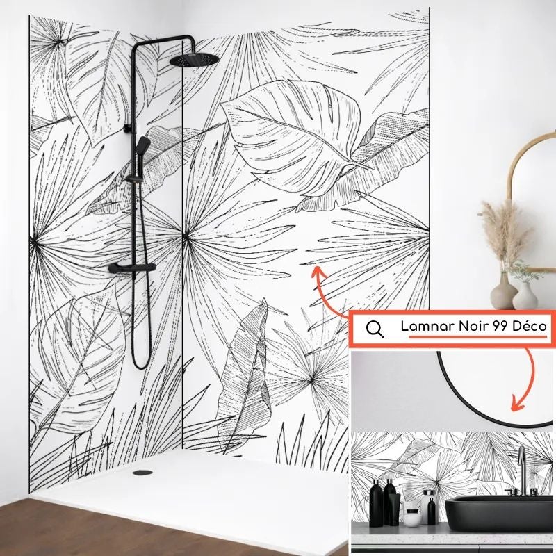 Crédence de salle de bain en PVC floral noir 140x30 cm (en 2 bandeaux) - Lamnar - 5