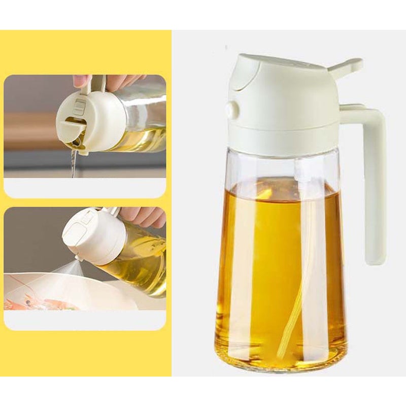 Opryskiwacz do oleju spożywczego 470 ml, dwufunkcyjny opryskiwacz do oleju z oliwek do gotowania, szklana butelka, akcesoria kuchenne