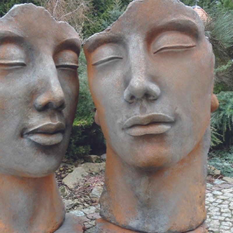 Sculpture De Jardin Femme Et Oiseau – Style Antique – Fer Rouillé – Aubaho – 11kg