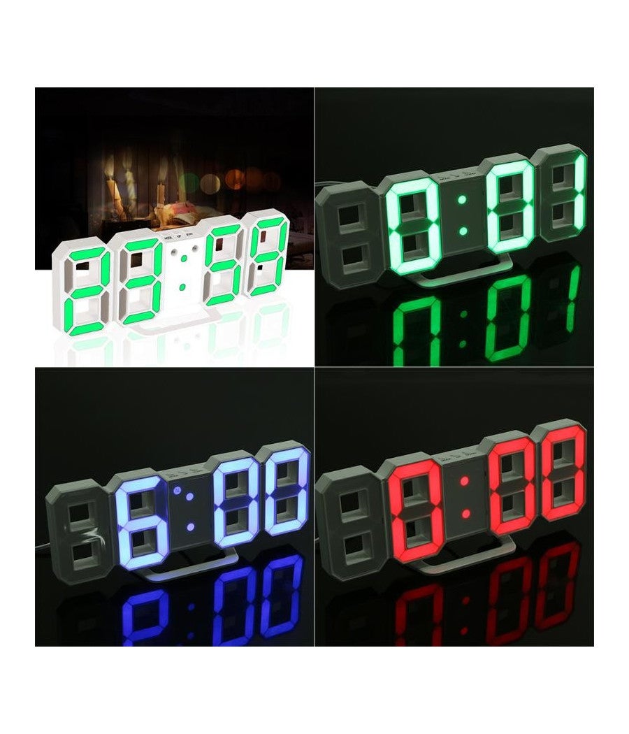 Trade Shop - Orologio Sveglia Digitale Display 3d A Led Da Tavolo Parete Arredo Casa Ufficio - - 2