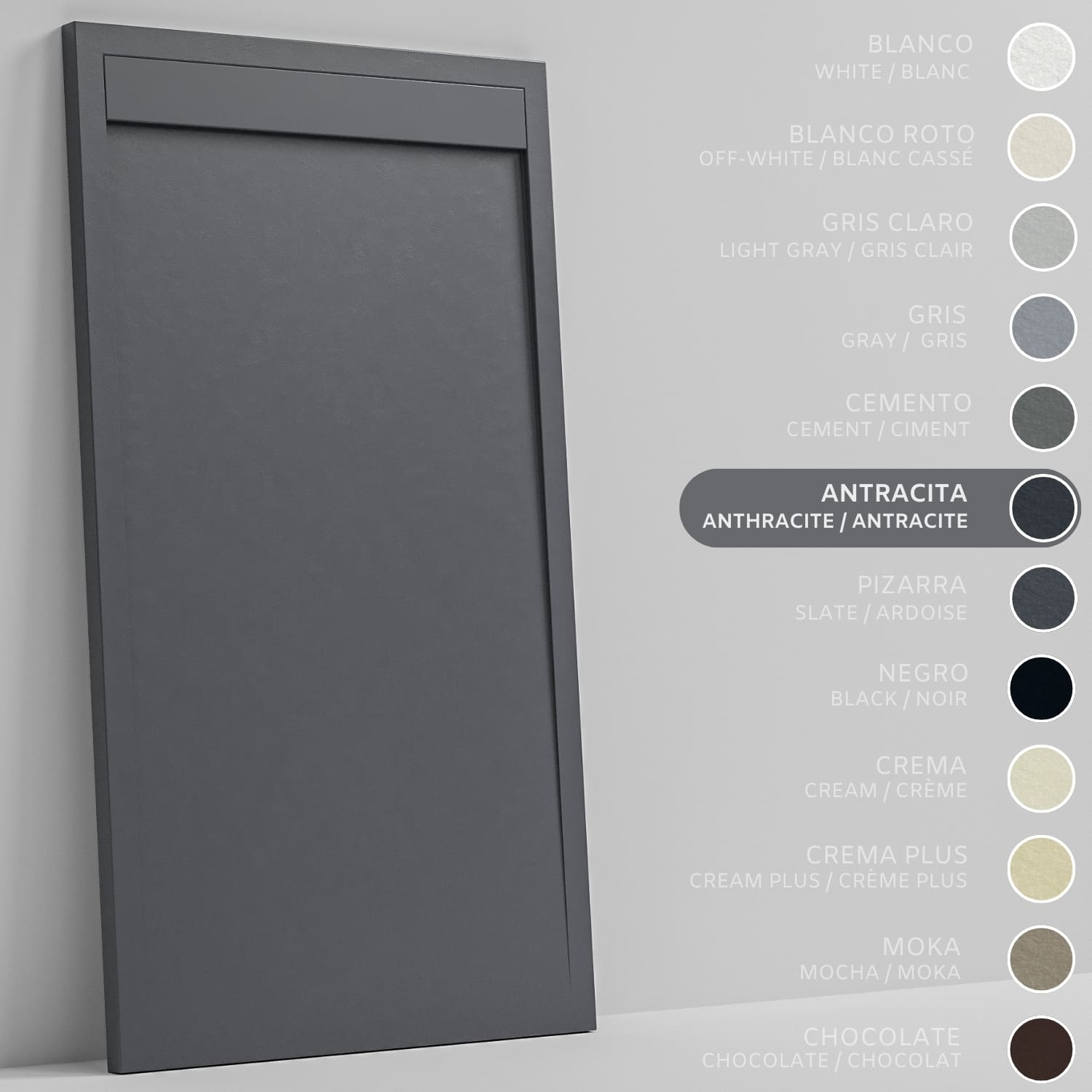 SOULHOME Brodzik prysznicowy– Żywica– Gel Coat– Gładka/Kamienna tekstura – Antypoślizgowy – antracytowy- 160X70- Niski 3cm– Minimalistyczny