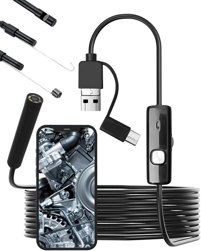 Camera Endoscopique 1920P HD avec 8 lumières LED, Type-C, Micro-USB, Endoscope Caméra Etanche IP67 pour Smartphone Android, Ordinateur(5M)