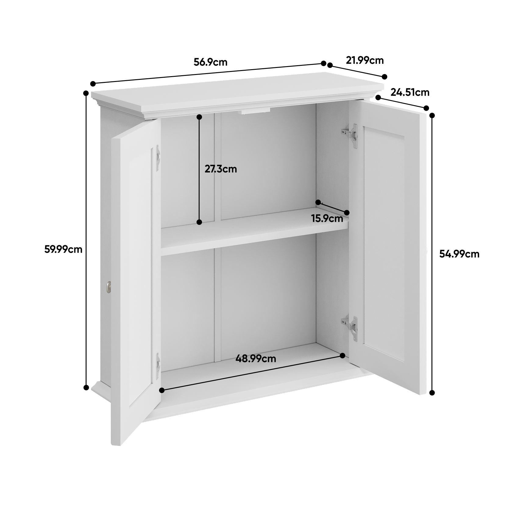 Crosley Furniture Savannah Armadietto Da Parete Per Medicinali - Bianco, 2 Ripiani Regolabili - 2