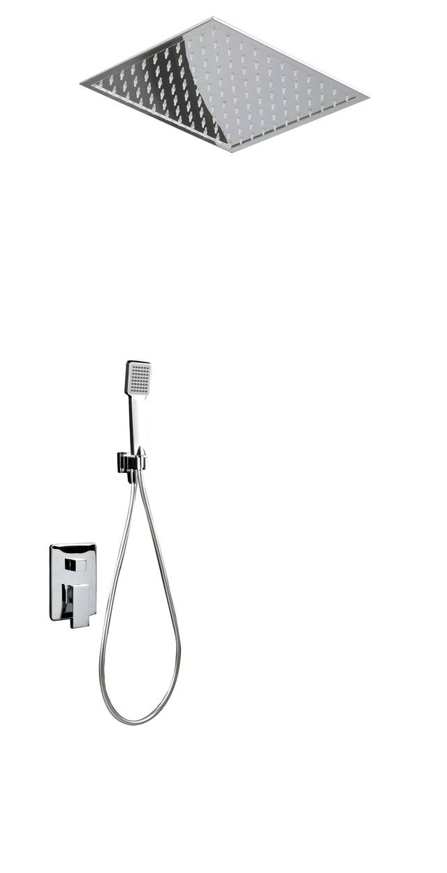 Ensemble de douche encastré au plafond MONOCOMMANDE SÉRIE VOLGA/Pomme de douche au plafond extra-plate/carrée de 40 x 40 de chaque côté