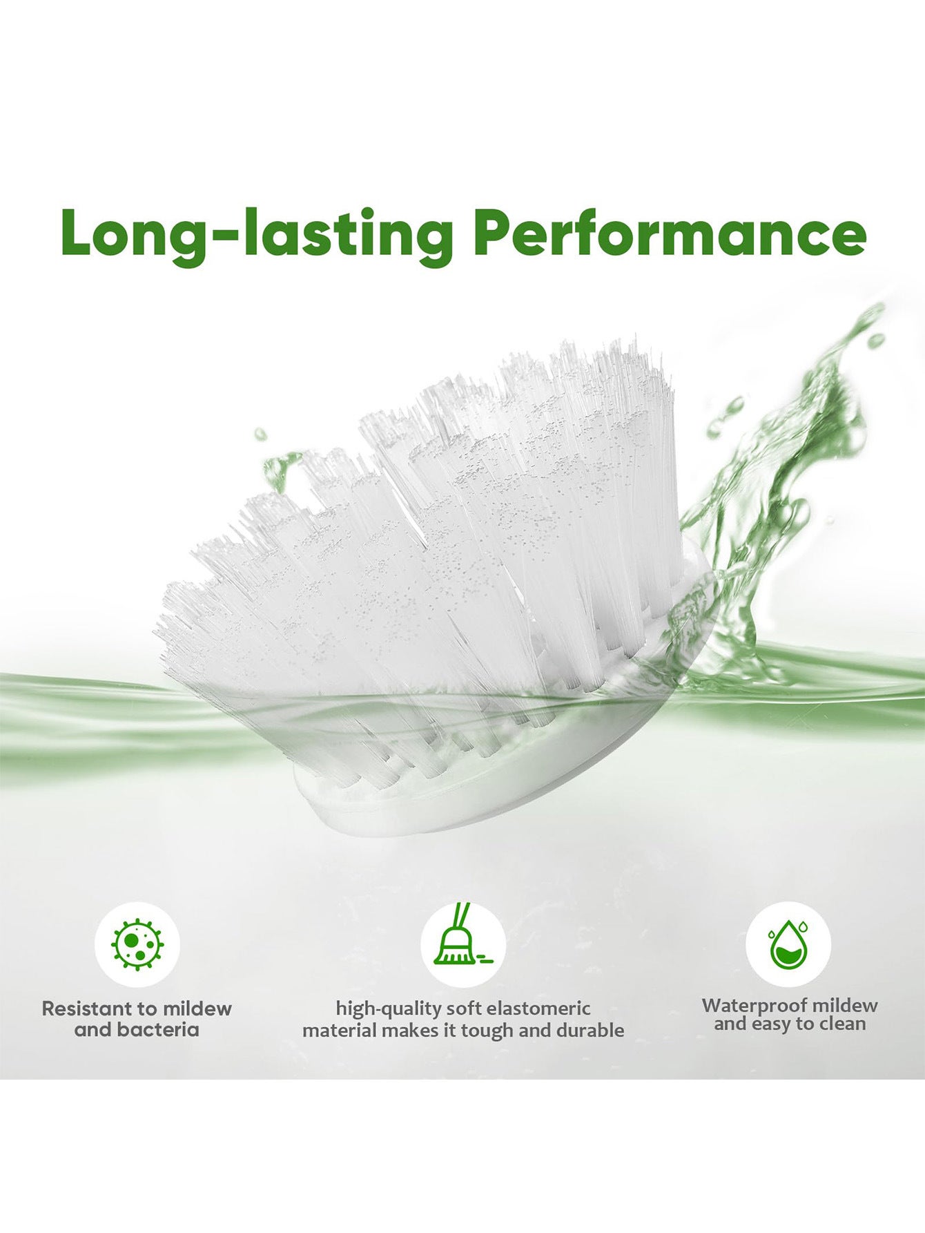 Brosse rotative électrique pour douches, salles de bains, lavabos et cuisines avec 5 têtes de brosse de nettoyage électriques, blanche. - 8