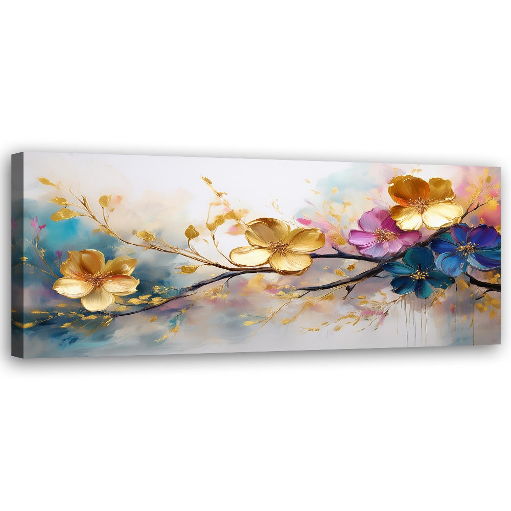 Obraz na płótnie, Kwitnące Kolorowe Kwiaty Glamour 120x40