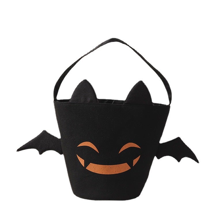 Torby słodycze Halloween wiaderko cukierki motywem nietoperza torba płócienna wielokrotnego użytku prezent przyjęcie halloweenowe wiaderko Halloween