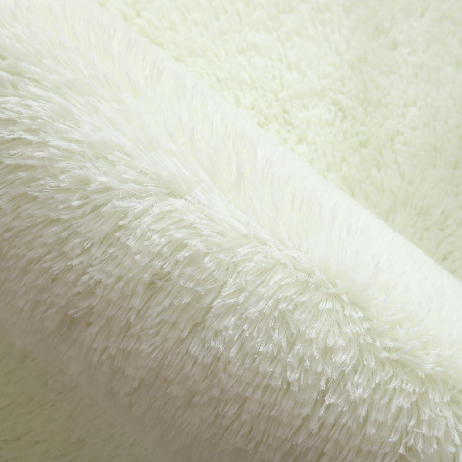 Tapis de salon de chambre beige, tapis de chambre en daim de 180 × 200 cm de long, tapis de chevet doux - 3