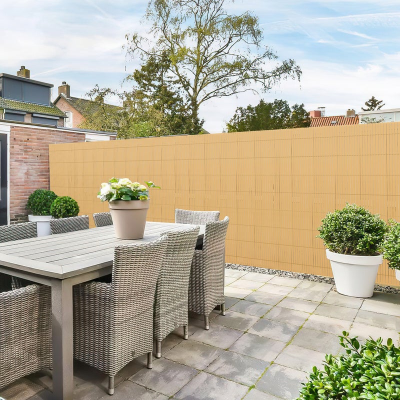 Recinzione in canne di PVC per giardino, balcone, frangivento, balcone o terrazza bifacciale, frangivista, bambù, 80 x 300 cm - 8