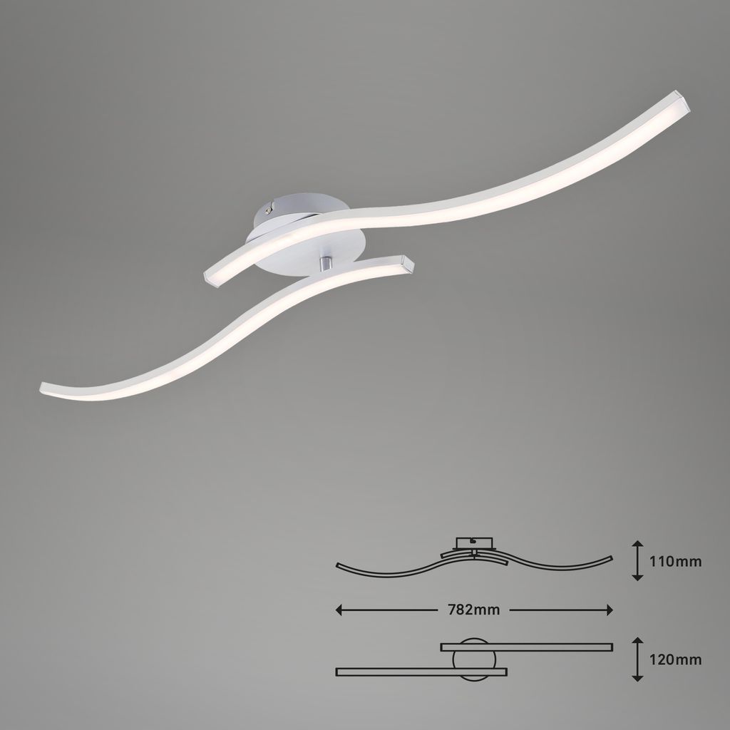 Plafonnier LED BRILONER LEUCHTEN GO, 9 W, 700 lm, IP20, couleur aluminium, métal-plastique, 78,2 x 12 x 11 cm - 5