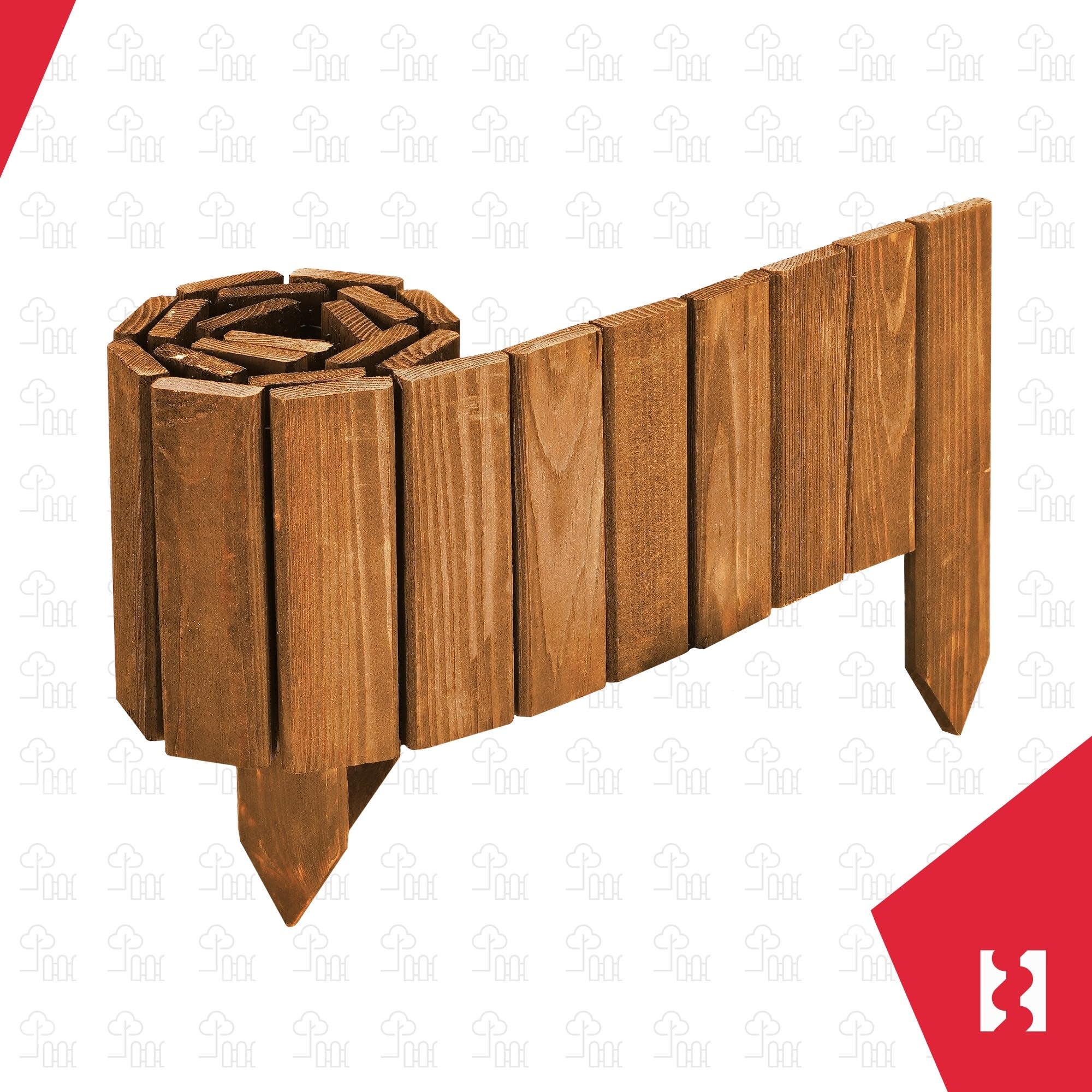 Mini Clôture Bois de Jardin Couleur Chêne 15x110 cm - Bordure de Pelouse - Palissade en Bois Anti-Rongeurs - Barrière Bois Jardin - KOTARBAU - 8