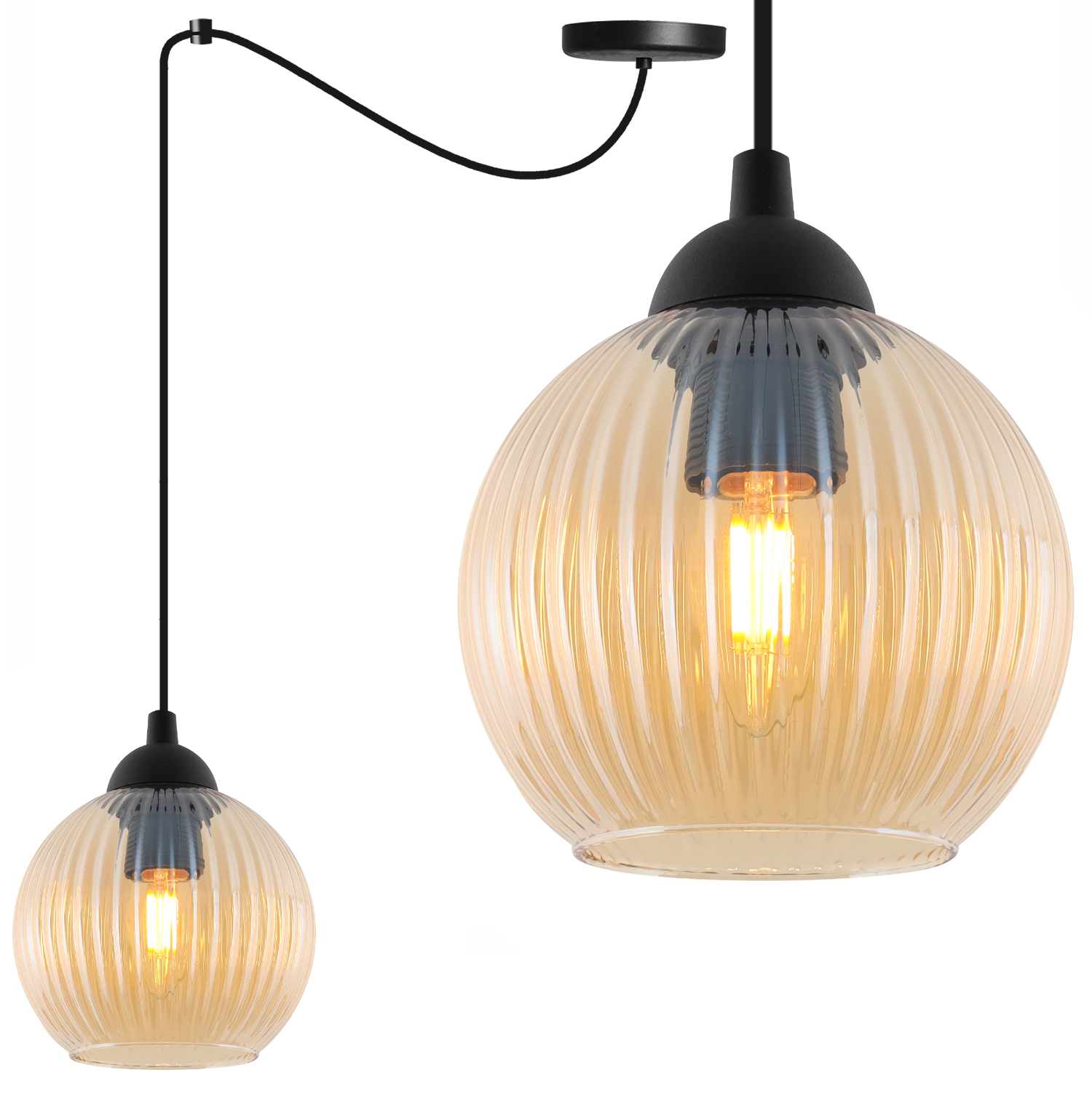 Lampa sufitowa wisząca Riffle Pająk loft 1xE27 klosz kula miodowa Light Home LH