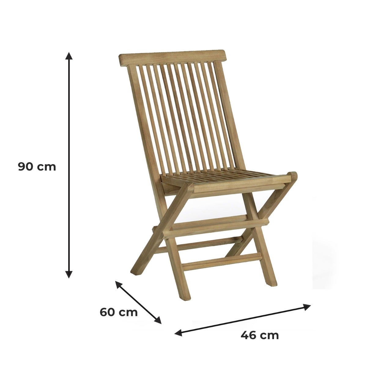 Chaises de jardin pliantes en teck massif Java (lot de 2) - 9