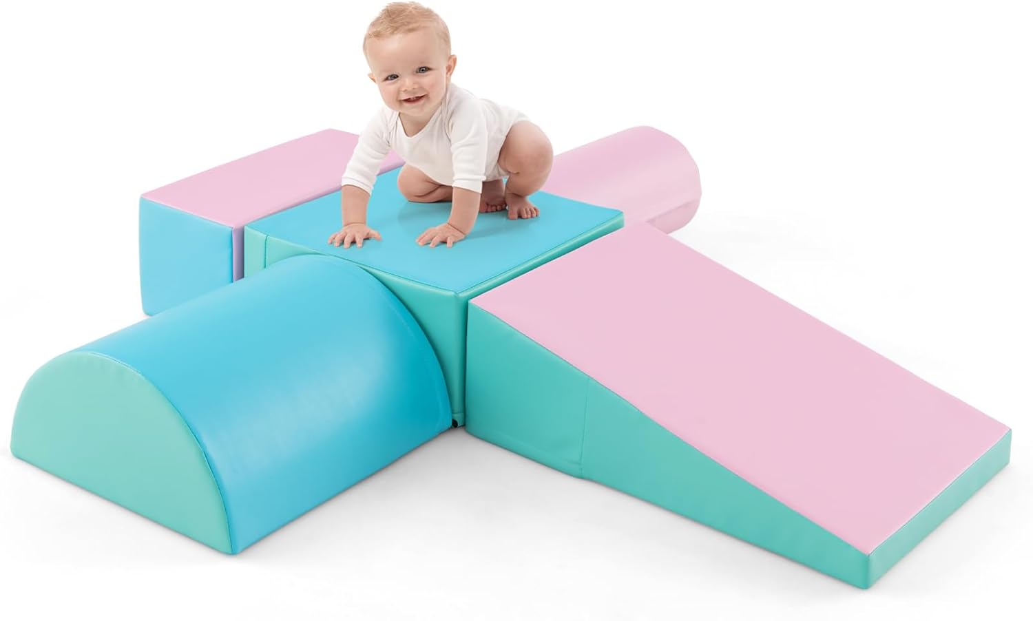 5 Szt. Tor Przeszkód dla Niemowląt z Jasnym Zamknięciem, Moduł Motoryczny dla Niemowląt z Pianki PU z Wypełnieniem EPE, Zabawki Edukacyjne