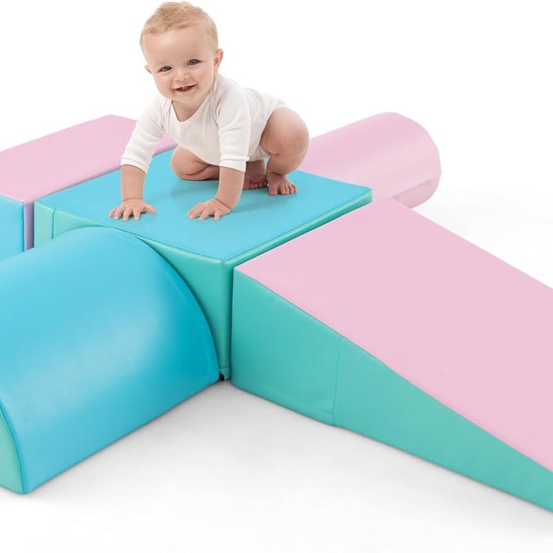 5 Szt. Tor Przeszkód dla Niemowląt z Jasnym Zamknięciem, Moduł Motoryczny dla Niemowląt z Pianki PU z Wypełnieniem EPE, Zabawki Edukacyjne