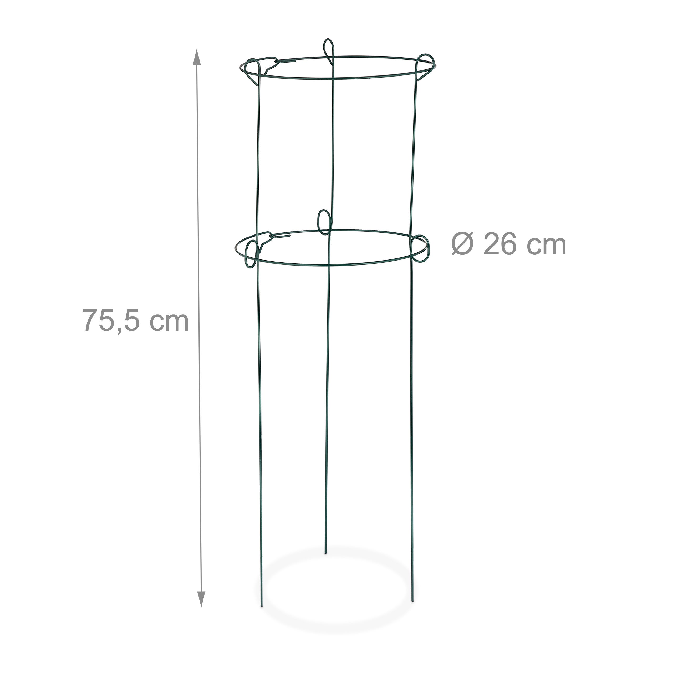 Tuteur autoportant pour plantes grimpantes, lot de 4, à 3 pieds, pour rosiers et tomates, en acier, 75,5 x ø 26 cm, vert foncé, Relaxdays - 4
