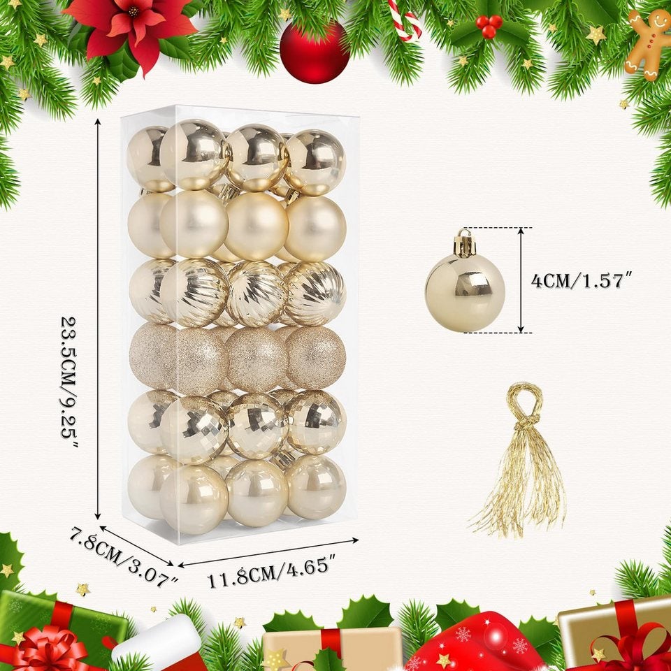 Conjunto de 36 enfeites para árvores de Natal, Conjunto de bolas de Natal, Pingentes para árvores de Natal, Presente de Natal, Decorações de Natal - 4