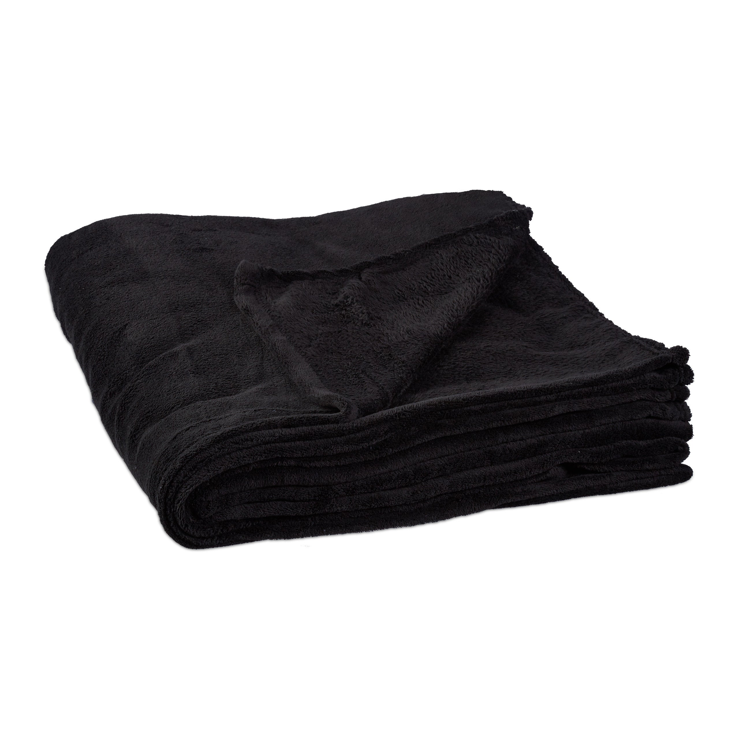 Mixibaby Coperta Sherpa Reversibile Extra Spessa - 150x200 Cm, Nero, Morbida E Calda, Perfetta Per Divano, Letto, Campeggio, Lavabile In Lavatrice