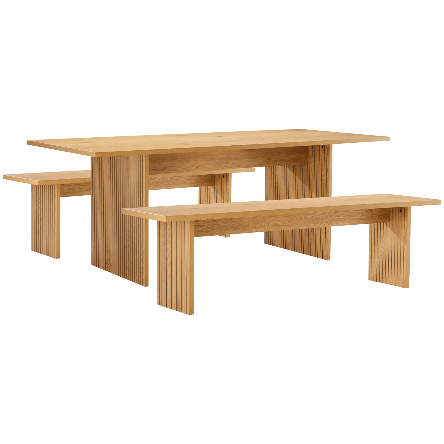 Ensemble table 180cm et 2 bancs style scandinave ALMA - 2