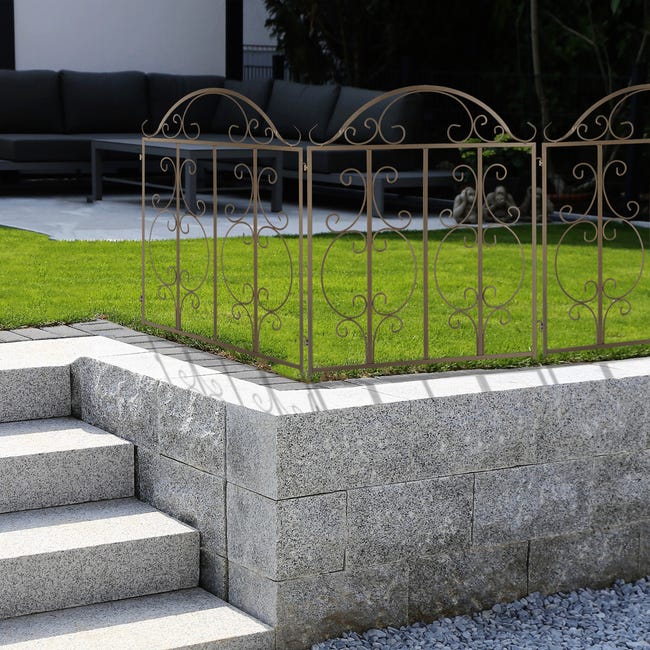 Recinzione Da Giardino In Acciaio Bronzo - 3 Elementi Espandibili Stile Retrò - Foto 11