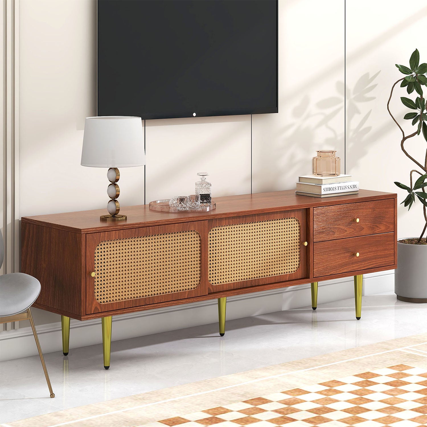IDMARKET Commode 6 tiroirs HAWKINS 115 cm bois foncé design industriel