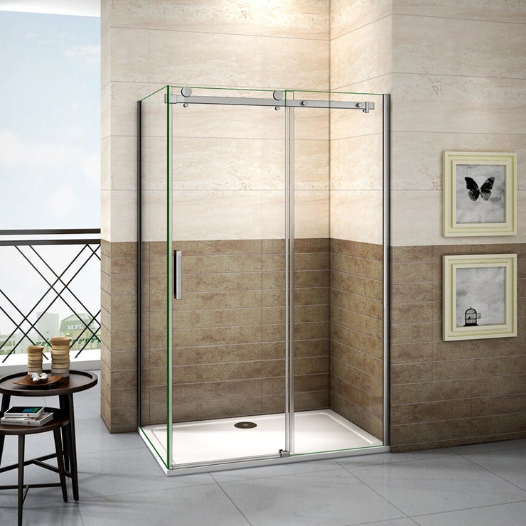 AICA cabine de douche coulissante en 8mm verre trempé anticalcaire, porte de douche 100cm avec paroi latérale 90cm Hauteur de 195cm - 2