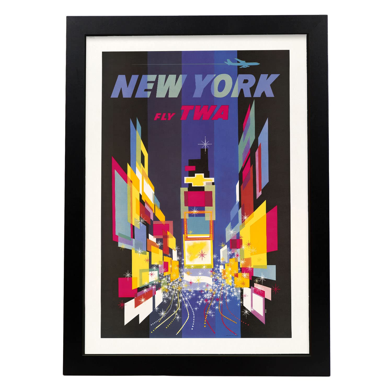 Nacnic póster de publicidad de viajes antigua times square en nueva york ilustraciones de anuncios vintage a3 con marco negro