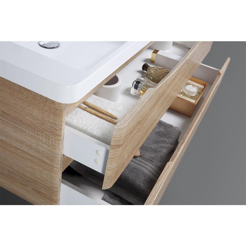 Meuble salle de bain design double vasque PIACENZA largeur 120 cm chêne clair - 5