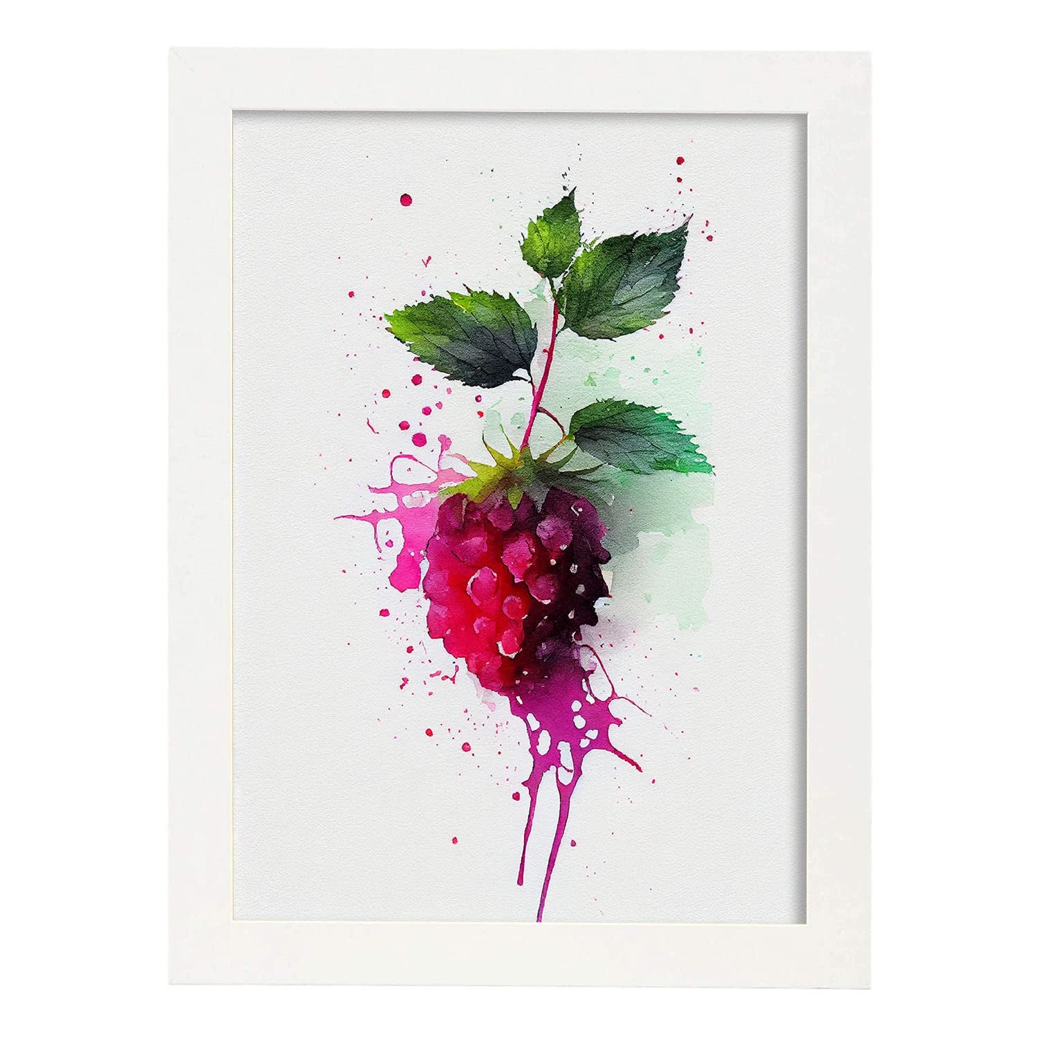 Nacnic poster de moras a todo color ilustraciones de frutas verduras y comida sana en estilo acuarela diseño moderno y modelo a3 con marco blancos