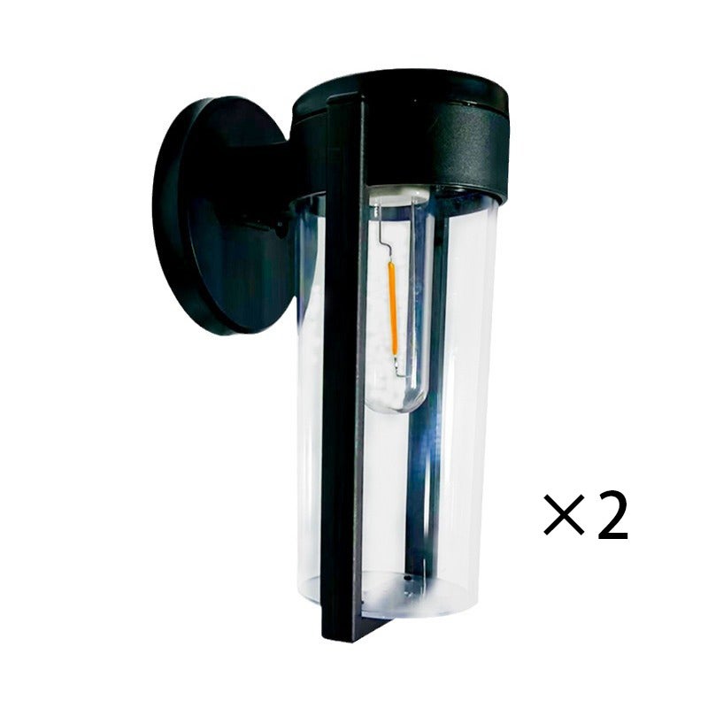 Zestaw 2 dekoracyjnych lamp solarnych z żarnikiem wolframowym, oświetlenie LED do ogrodu, patio, podwórka, kinkiet z panelem silikonowym