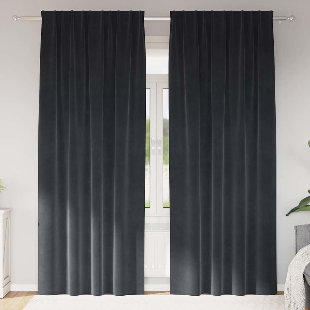 Zasłony zaciemniające 2 pcs Ciemnoszary 140 x 245 cm Aksamit vidaXL