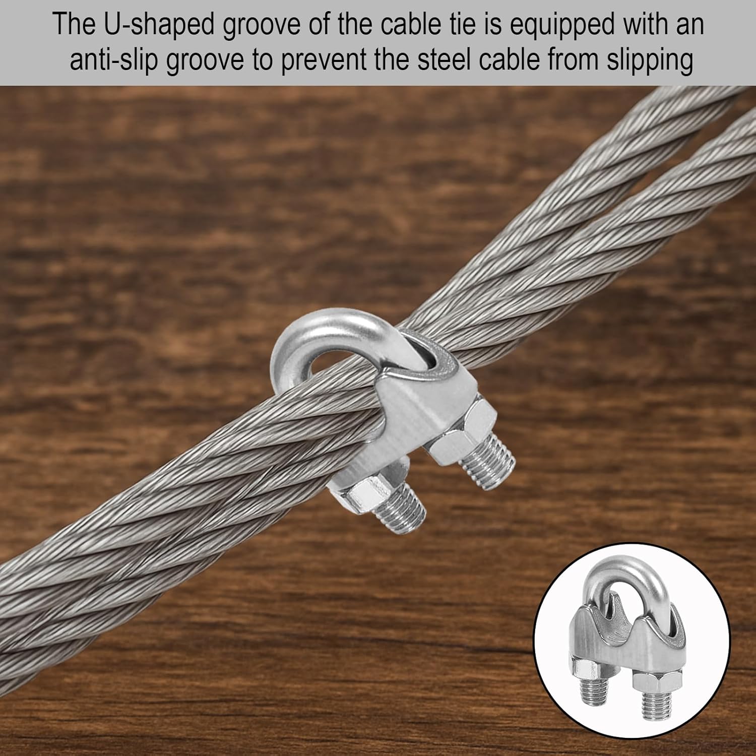 Lot de 14 Serre Cable Inoxydable 4mm, Serre-câbles étrie en Acier Inoxydable, serré câble pour Câble Métallique de 4 mm Diamètre M4 - 4