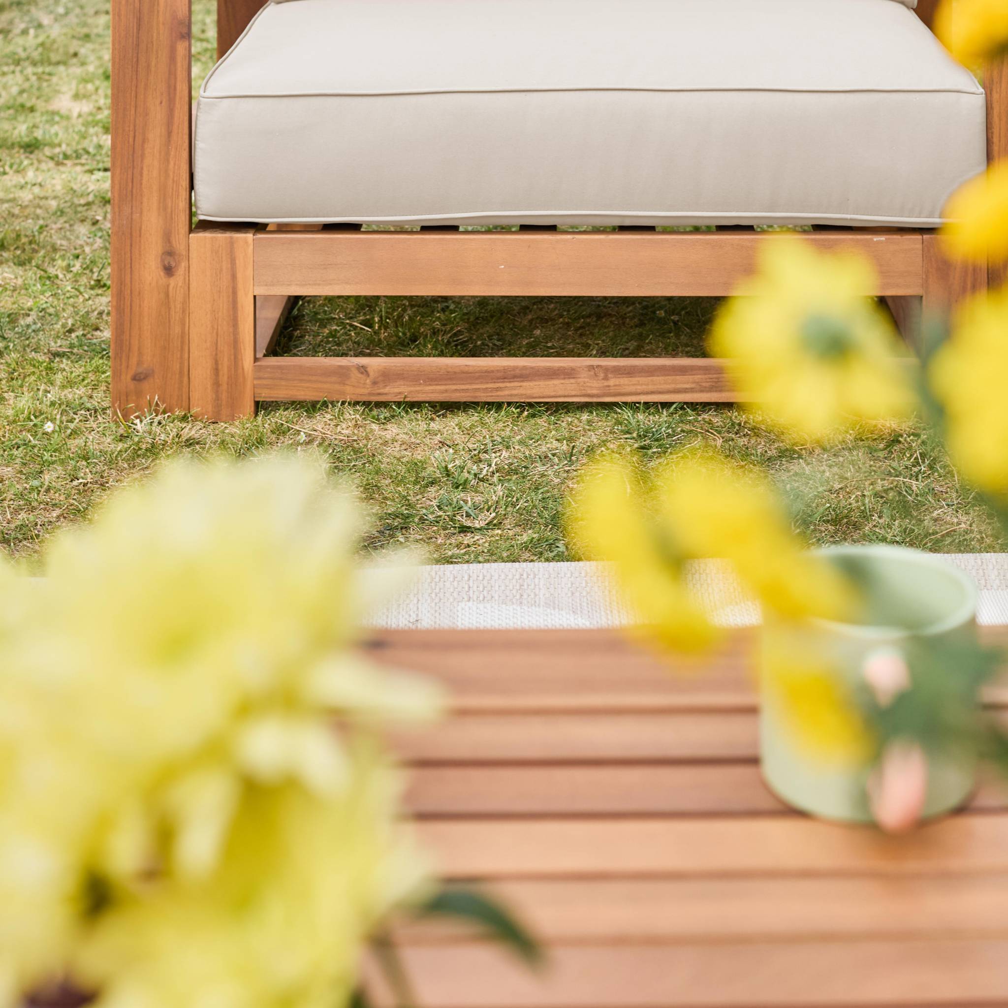 Salon de jardin en Bois Beige 5 personnes - 7