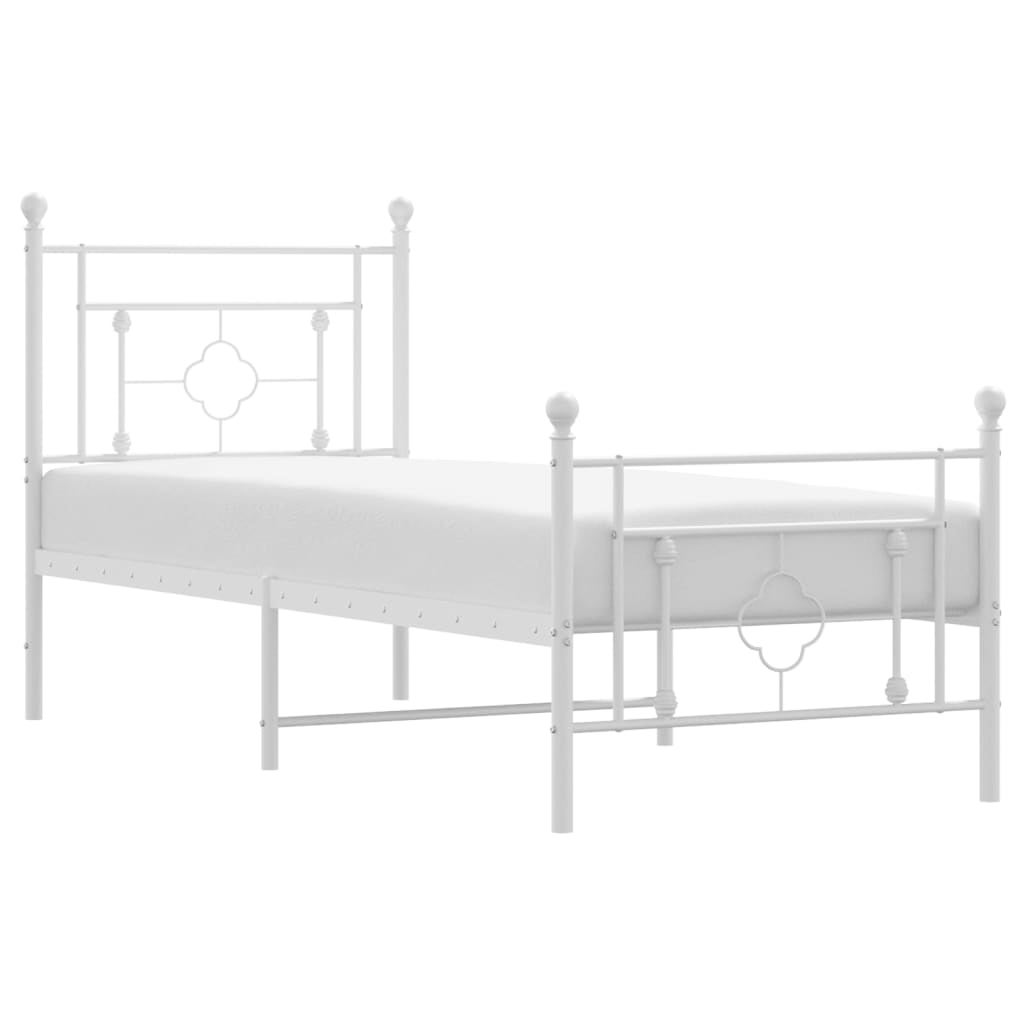 Łóżko Metalowe Białe Rama Łóżko Ze Stelażem Do Sypialni Pokoju 80x200 cm
