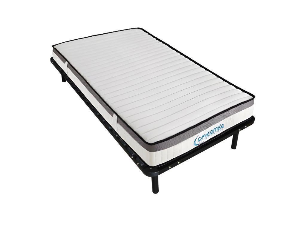 Zestaw rama z listewkami + materac piankowy 90 x 200 cm z pamięcią kształtu grub. 19 cm - ORTHOMEMORY II marki Ysmée