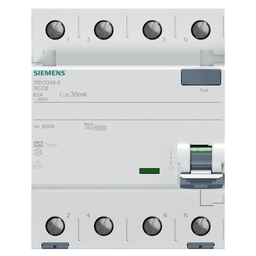 Wyłącznik różnicowoprądowy Siemens 4 bieguny 63 A 400 V