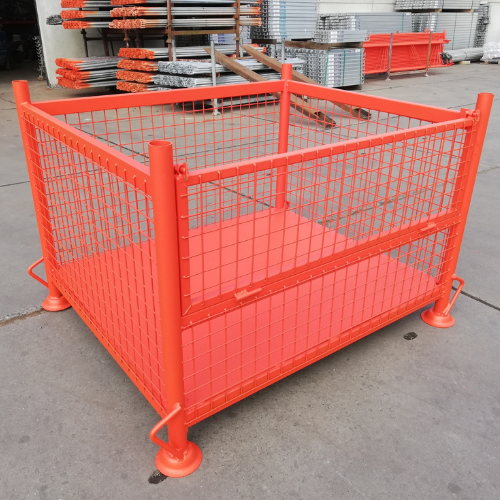 Panier de stockage grillagé avec trappe peint orange Repamine - 3