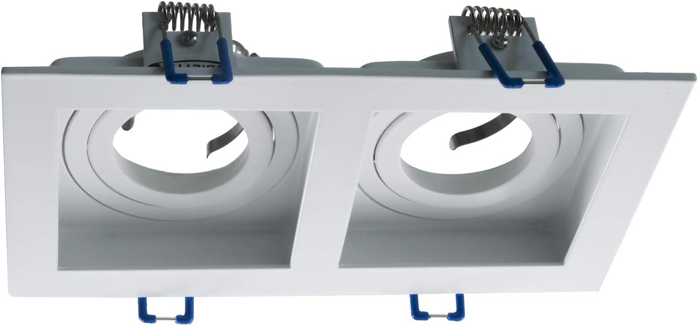 Support de spot encastré double LED rectangulaire 2*GU10 et GU5.3 (MR16) en aluminium blanc - 3