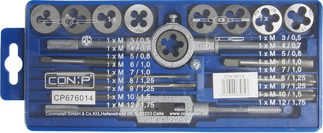 Set Maschio E Filiera M20 X 1.25 - Per Filettatura Destra, In Acciaio Ad Alta Velocità E Lega Utensile, Per Tornio E Lavorazioni Meccaniche
