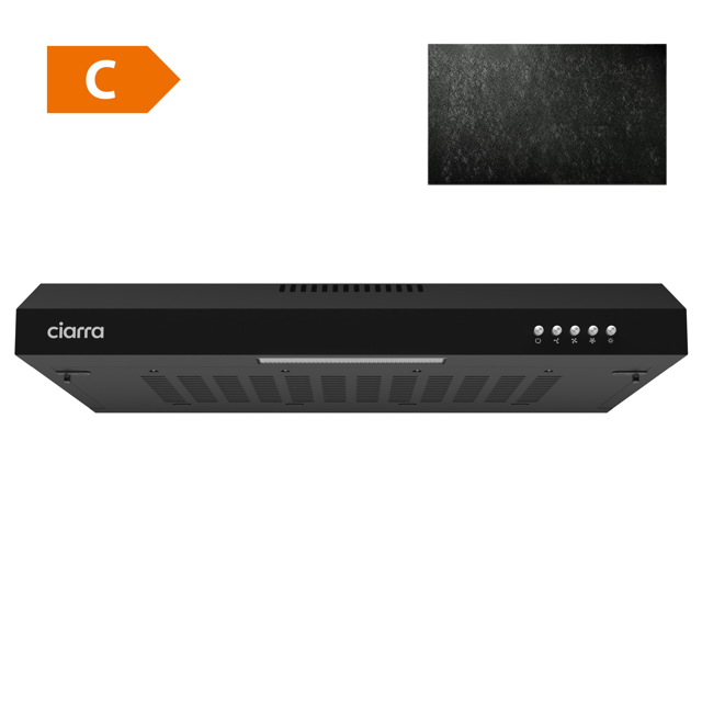 CIARRA Cappa Aspirante Sottopensile 60cm 220m3/h 3 Velocità Ricircolo o Scarico Nero CBCB6903