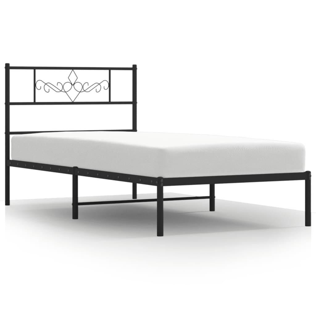 Łóżko Metalowe Czarne Rama Łóżka Ze Stelażem Do Pokoju Sypialni 90x200 cm