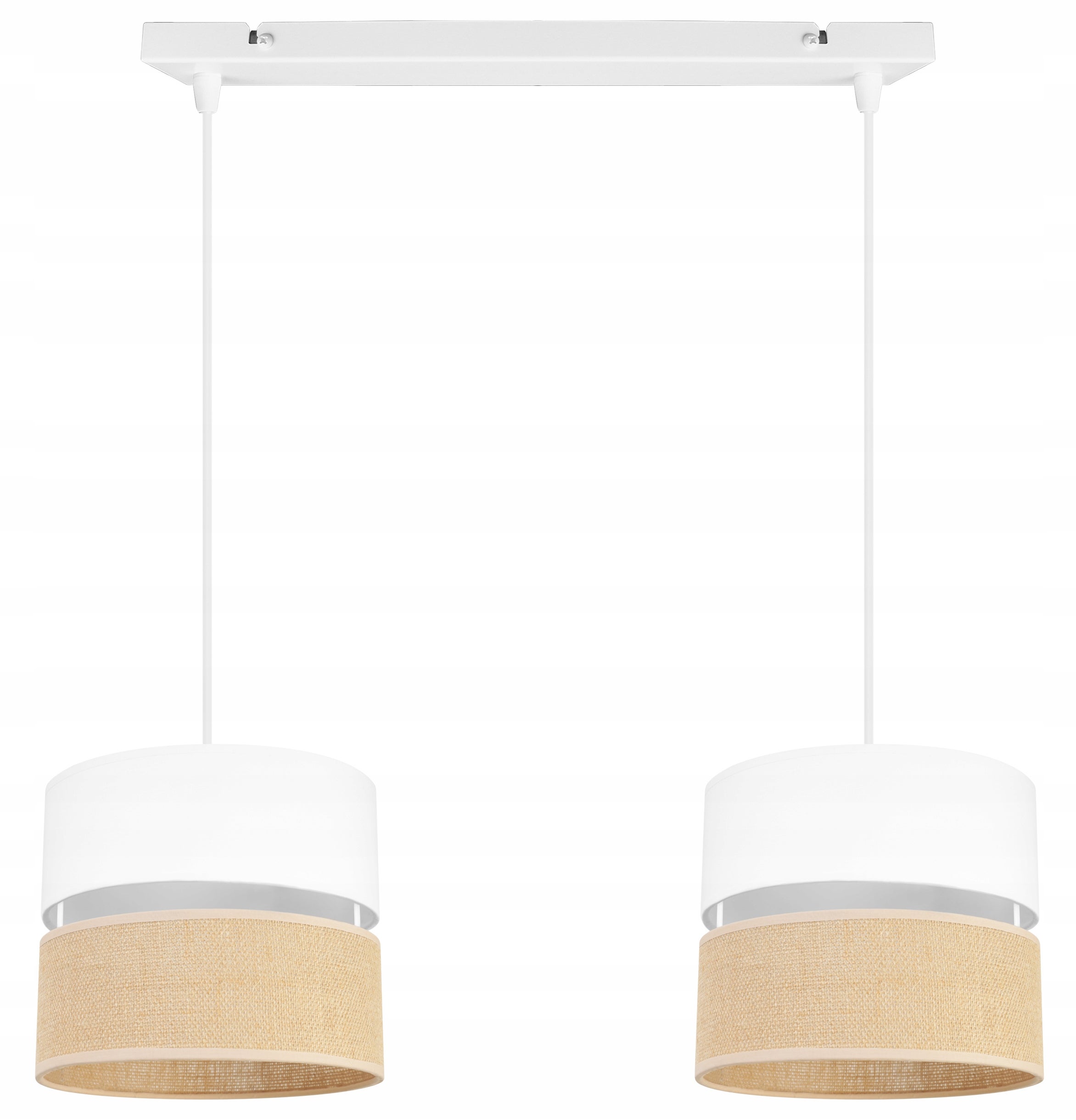 Lampa sufitowa wisząca Juta modern 2xE27 abażur walec biało/beżowy Light Home LH