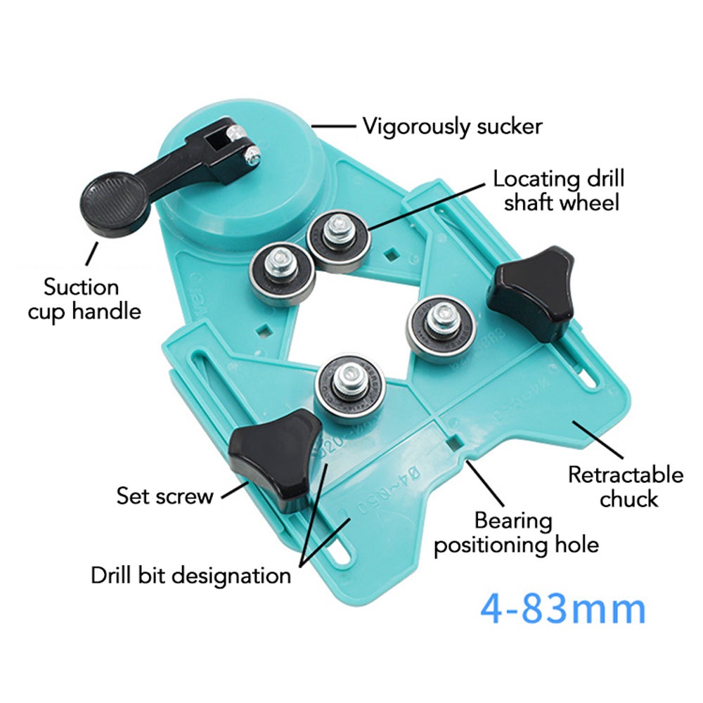 Guide de perçage 4-83mm avec ventouse pour forets diamantés, verre et carrelage, localisateur de scie cloche - 3